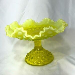 VTG Fenton Topaz Opalescent Uranium compote